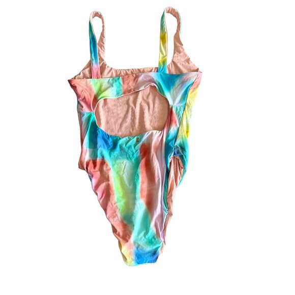 Citrus Tie-Dye One-Piece Swimsuit With Open Back & Adjustable Straps - XL NWOT - Picture 3 of 5